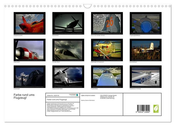 Produktbild: Farbe rund ums Flugzeug! (Wandkalender 2026 DIN A3 quer), CALVENDO Monatskalender