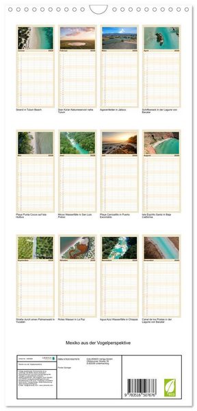 Produktbild: Familienplaner 2026 - Mexiko aus der Vogelperspektive mit 5 Spalten (Wandkalender, 21 x 45 cm) CALVENDO