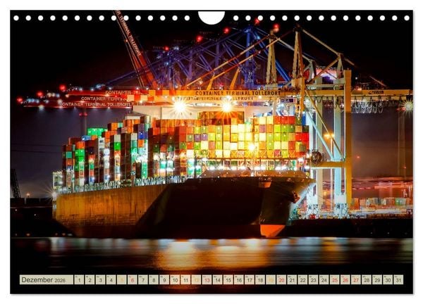 Produktbild: Containerschiffe auf der Elbe (Wandkalender 2026 DIN A4 quer), CALVENDO Monatskalender