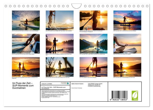 Produktbild: Im Fluss der Zeit &ndash; SUP-Momente zum Durchatmen (Wandkalender 2026 DIN A4 quer), CALVENDO Monatskalender