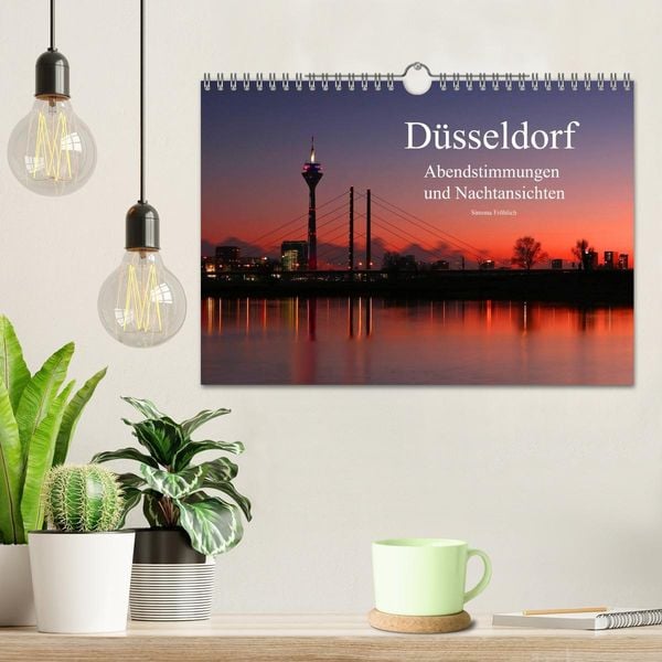 Produktbild: D&uuml;sseldorf Abendstimmungen und Nachtansichten (Wandkalender 2026 DIN A4 quer), CALVENDO Monatskalender