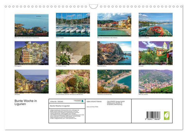 Produktbild: Bunte Woche in Ligurien (Wandkalender 2026 DIN A3 quer), CALVENDO Monatskalender