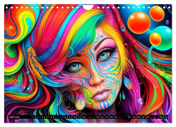 Produktbild: Psychedelische Ladies (Wandkalender 2026 DIN A4 quer), CALVENDO Monatskalender