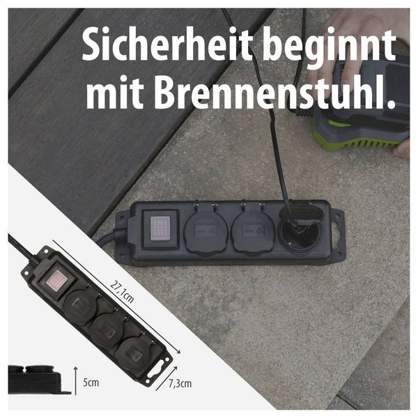 Produktbild: Brennenstuhl 1159950013 Outdoor Steckdosenleiste mit Schalter Schwarz