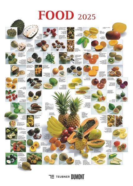 DUMONT - Food 2025 Posterkalender, 50x70cm, Bildkalender mit kurzen Beschreibungen zu den Obst- und Gemüsesorten, sechs 