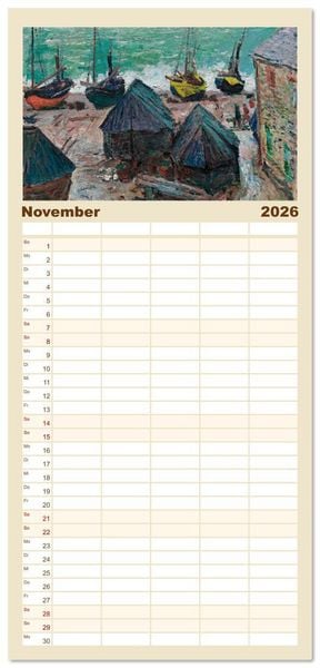 Produktbild: Familienplaner 2026 - Typisch Monet mit 5 Spalten (Wandkalender, 21 x 45 cm) CALVENDO
