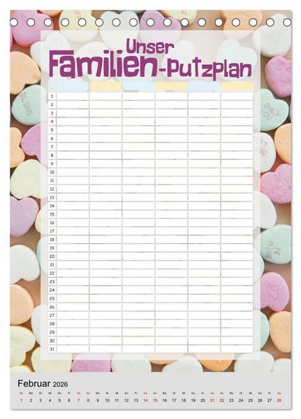 Produktbild: Unser Familien-Putzplan & Kalender 2026 (Tischkalender 2026 DIN A5 hoch), CALVENDO Monatskalender
