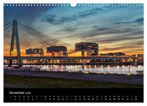 Produktbild: K&ouml;ln bei Nacht - dunkelbunte Stadt (Wandkalender 2026 DIN A3 quer), CALVENDO Monatskalender