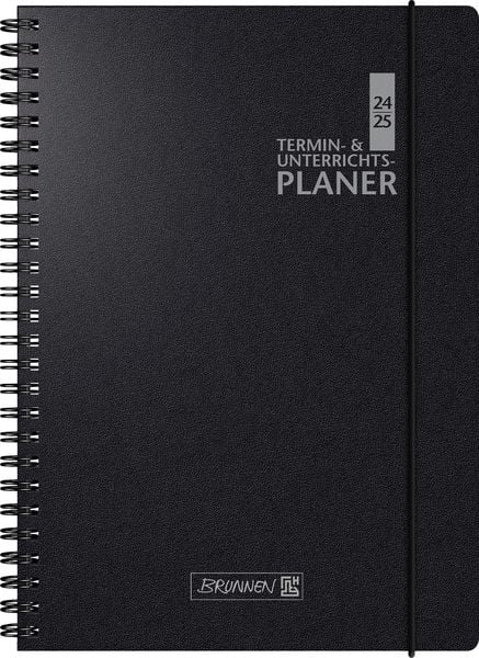 Termin- & Unterrichtsplaner (2024/2025), 2 Seiten = 1 Woche, A4, 224 Seiten, Baladek-Einband, schwarz