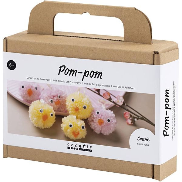 Produktbild: Creativ Company DIY Sets Flechten, Rya-Technik, Pompons Mini Kreativ Set Pompons, Sortierte Farben, K&uuml;ken, Kreativ Box