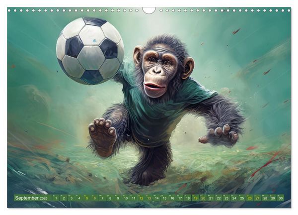 Produktbild: Fu&szlig;ballfieber bei den Babyaffen (Wandkalender 2026 DIN A3 quer), CALVENDO Monatskalender