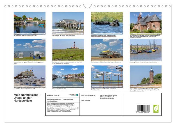 Produktbild: Moin Nordfriesland - Urlaub an der Nordseek&uuml;ste (Wandkalender 2026 DIN A3 quer), CALVENDO Monatskalender