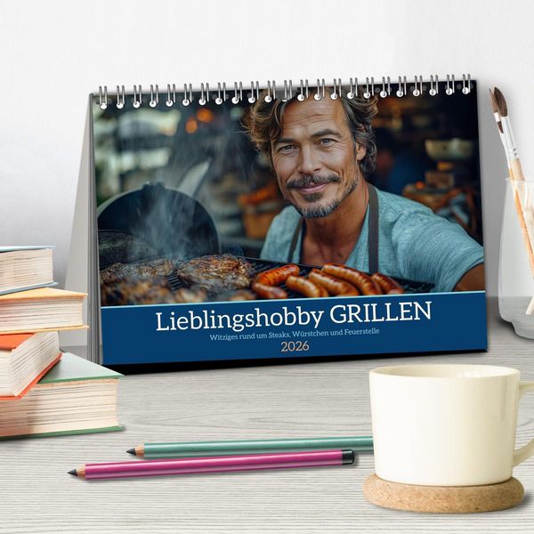 Produktbild: Lieblingshobby Grillen (Tischkalender 2026 DIN A5 quer), CALVENDO Monatskalender