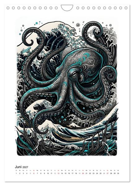 Produktbild: Irezumi - Japans Seele in zwei Farben (Wandkalender 2027 DIN A4 hoch), CALVENDO Monatskalender