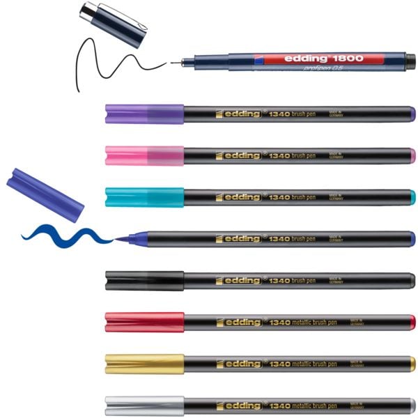 Produktbild: edding 1340 brush pen, Happy Lettering 9er Set