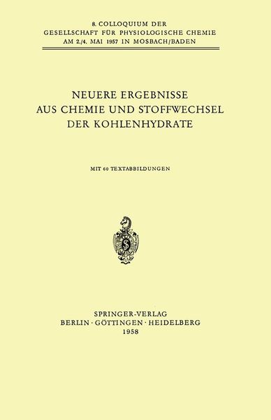 Produktbild: Neuere Ergebnisse aus Chemie und Stoffwechsel der Kohlenhydrate