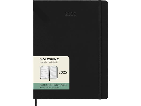 Moleskine Classic 12 Month 2025 Weekly Planner, Hard Cover, XL (7.5' x 9.75'), Black, 144 pages