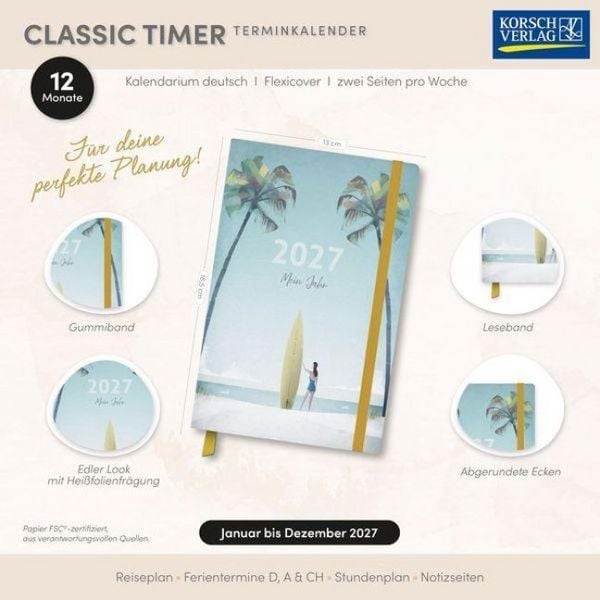 Produktbild: Terminkalender Classic Timer Beach 2027