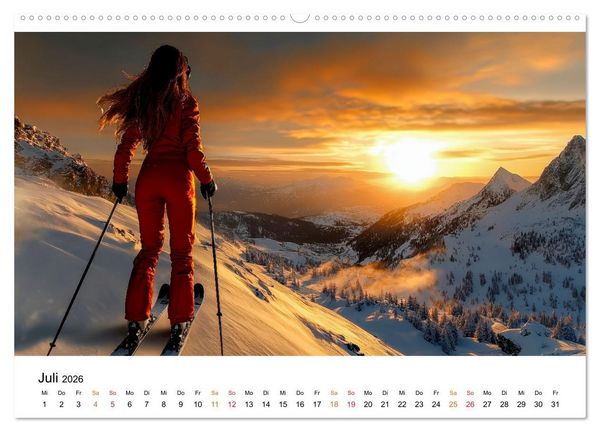 Produktbild: Skifahren - Frauen Power auf der Piste (Wandkalender 2026 DIN A2 quer), CALVENDO Monatskalender