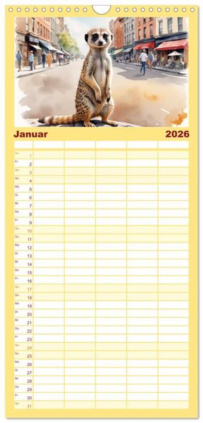Produktbild: Familienplaner 2026 - Erdm&auml;nnchen in New York City mit 5 Spalten (Wandkalender, 21 x 45 cm) CALVENDO