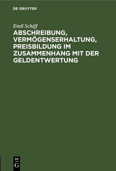 Produktbild: Abschreibung, Verm&ouml;genserhaltung, Preisbildung im Zusammenhang mit der Geldentwertung