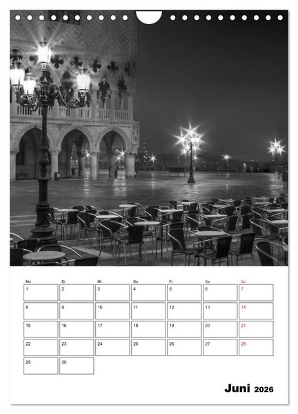 Produktbild: MONOCHROMES VENEDIG Klassische Momente (Wandkalender 2026 DIN A4 hoch), CALVENDO Monatskalender