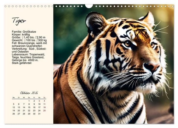 Produktbild: Zw&ouml;lf Raubkatzen im Portrait (Wandkalender 2026 DIN A3 quer), CALVENDO Monatskalender