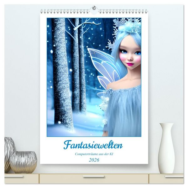 Produktbild: Fantasiewelten - Computertr&auml;ume aus der KI (hochwertiger Premium Wandkalender 2026 DIN A2 hoch), Kunstdruck in Hochglanz