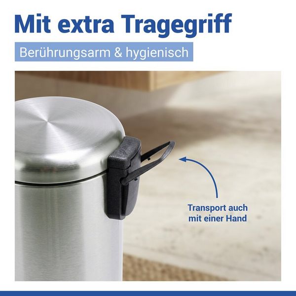 Produktbild: Kosmetik Treteimer Mod. Leman Edelstahl Matt 5L, mit herausnehmbarem Einsatz