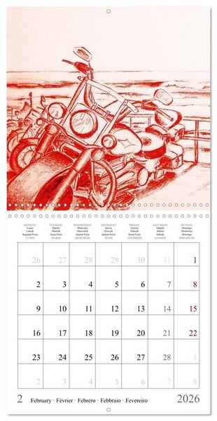 Produktbild: The passion of motorcycling - sketches of freedom (Wall Calendar 2026 12 &times; 12 Inch) CALVENDO 12 Month Wall Calendar