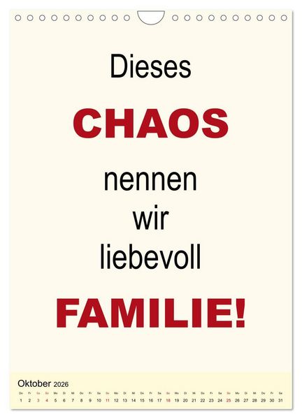 Produktbild: Spr&uuml;che-Kalender. Lustiges f&uuml;r die Familie! (Wandkalender 2026 DIN A4 hoch), CALVENDO Monatskalender