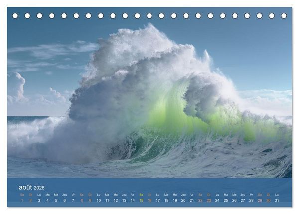Produktbild: Temp&ecirc;tes c&ocirc;ti&egrave;res - La puissance brute des vagues (Calendrier de bureau 2026 DIN A5 vertical), CALVENDO calendrier mensuel