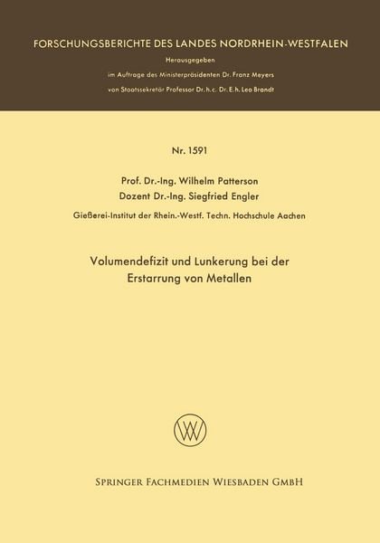 Produktbild: Volumendefizit und Lunkerung bei der Erstarrung von Metallen