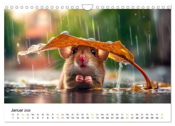 Produktbild: Regen? Na und! M&auml;use (Wandkalender 2026 DIN A4 quer), CALVENDO Monatskalender