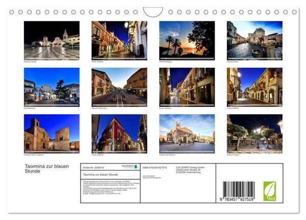 Produktbild: Taormina zur blauen Stunde (Wandkalender 2026 DIN A4 quer), CALVENDO Monatskalender