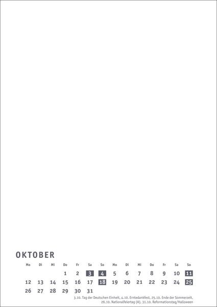 Produktbild: Premium-Bastelkalender weiß A4 2026