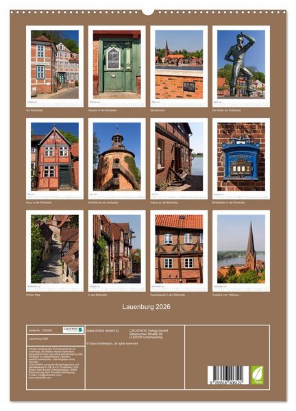 Produktbild: Lauenburg 2026 (hochwertiger Premium Wandkalender 2026 DIN A2 hoch), Kunstdruck in Hochglanz