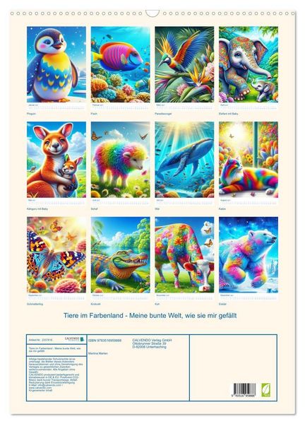 Produktbild: Tiere im Farbenland - Meine bunte Welt, wie sie mir gef&auml;llt (Wandkalender 2027 DIN A2 hoch), CALVENDO Monatskalender