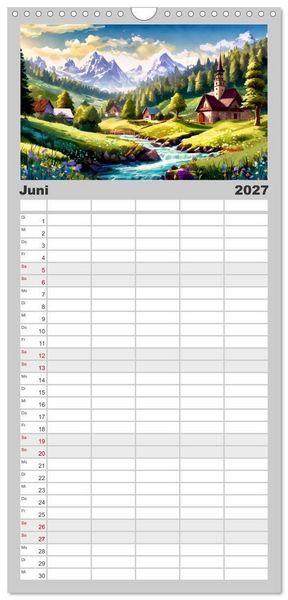 Produktbild: Familienplaner 2027 - Landschaften im Jahreskreis mit 5 Spalten (Wandkalender, 21 x 45 cm) CALVENDO