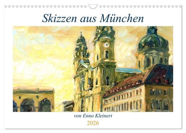 Skizzen aus München (Wandkalender 2026 DIN A3 quer), CALVENDO Monatskalender