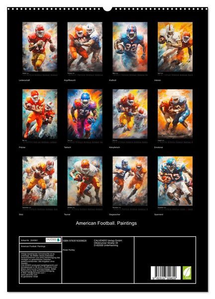 Produktbild: American Football. Paintings (hochwertiger Premium Wandkalender 2026 DIN A2 hoch), Kunstdruck in Hochglanz