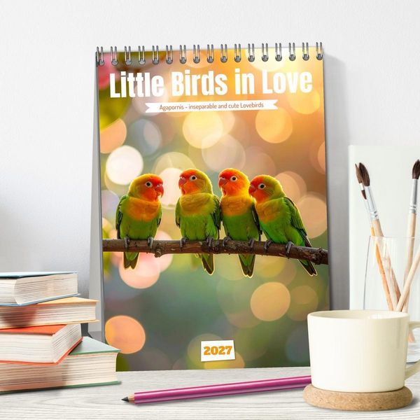 Produktbild: Little Birds in Love (Desk Calendar 2027 DIN A5 portrait), CALVENDO 12 Month DeskCalendar