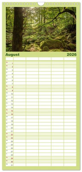 Produktbild: Familienplaner 2026 - Der Odenwald und das Felsenmeer mit 5 Spalten (Wandkalender, 21 x 45 cm) CALVENDO