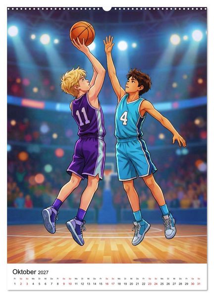 Produktbild: Level Up &ndash; Basketballhelden (Wandkalender 2027 DIN A2 hoch), CALVENDO Monatskalender