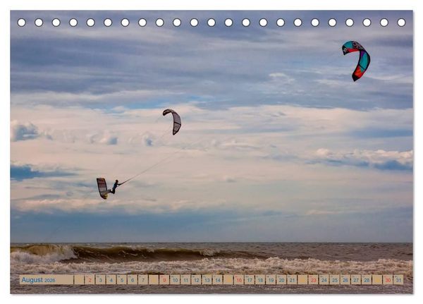 Produktbild: Kitesurfen - &uuml;ber den Wellen (Tischkalender 2026 DIN A5 quer), CALVENDO Monatskalender
