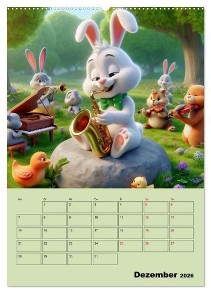 Produktbild: Waldtiere machen Musik (hochwertiger Premium Wandkalender 2026 DIN A2 hoch), Kunstdruck in Hochglanz