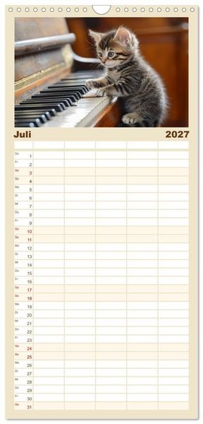 Produktbild: Familienplaner 2027 - Miau-sikalische Momente mit 5 Spalten (Wandkalender, 21 x 45 cm) CALVENDO