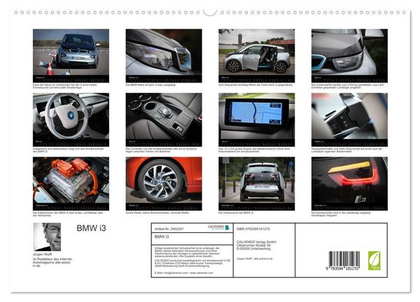 Produktbild: BMW i3 (hochwertiger Premium Wandkalender 2027 DIN A2 quer), Kunstdruck in Hochglanz