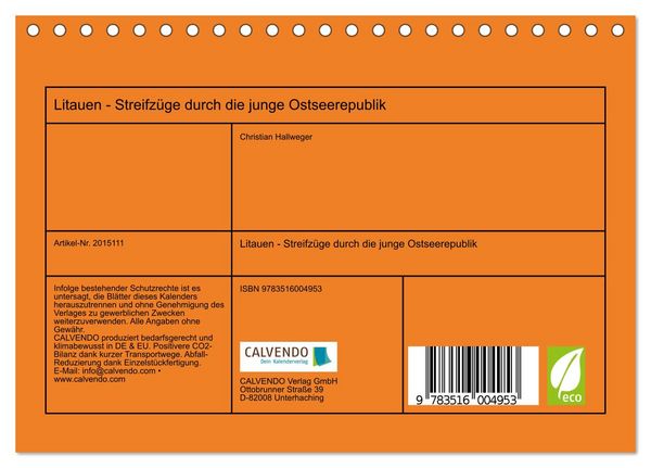 Produktbild: Litauen - Streifz&uuml;ge durch die junge Ostseerepublik (Tischkalender 2026 DIN A5 quer), CALVENDO Monatskalender