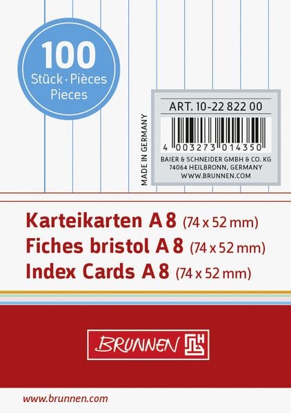 Produktbild: Brunnen Karteikarte A8 lin ws 100St